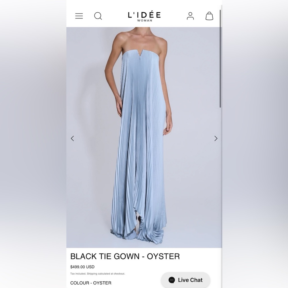 L'IDÉE Woman Oyster Strapless Pleated Evening Gown